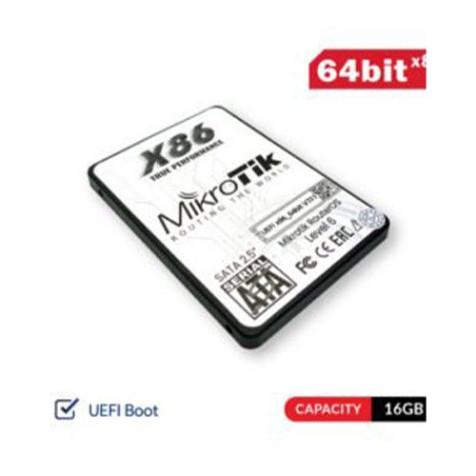 MikroTik 2.5in SATA 16GB SSD UEFI x86 RouterOS 64bit License (Pre-Install) Level 6