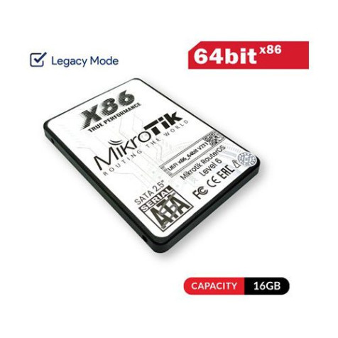 MikroTik 2.5in SATA 64GB SSD Legacy x86 RouterOS 64bit License (Pre-Install) Level 6